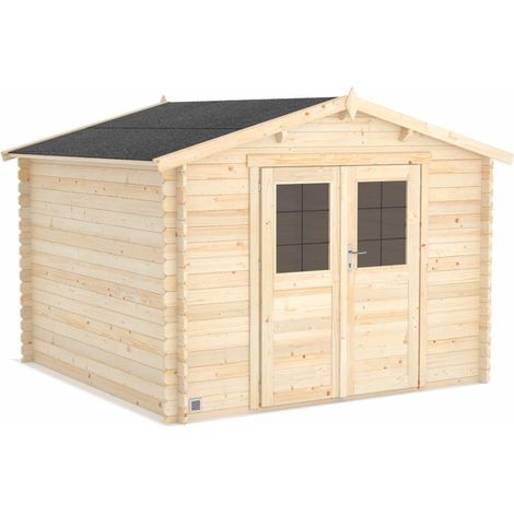 Abri de jardin en bois avec toiture en feutre bitumé JUNO 7,4 m² (1/7)