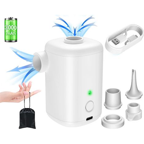 Bomba de aire eléctrica inalámbrica de 15 W Batería de 3000 mAh, 4000 Pa, IP4 Infla cojines, colchones y piscinas Función de vacío Para el hogar, camping y playa (1/5)