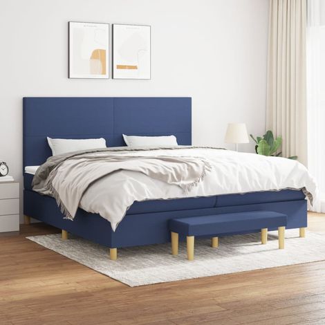 Lit adulte Durable,Lit à sommier Tapissier + Matelas Bleu 200x200 cm Tissu -51379 (1/5)