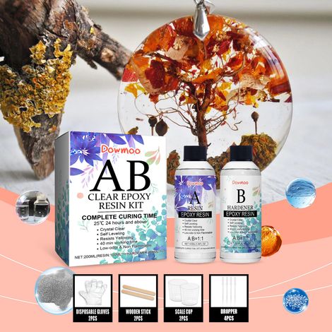 Résine époxy pour la création de gouttes de cristal artisanales - Résine résistante avec résidus jaunissants - Matériau pour le bricolage - Colle époxy AB - Kit de 200 ml -- AKRACING (1/5)