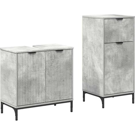 Maison Exclusive - Badezimmermöbel-Set 2 pcs Beton Grau Sperrholz