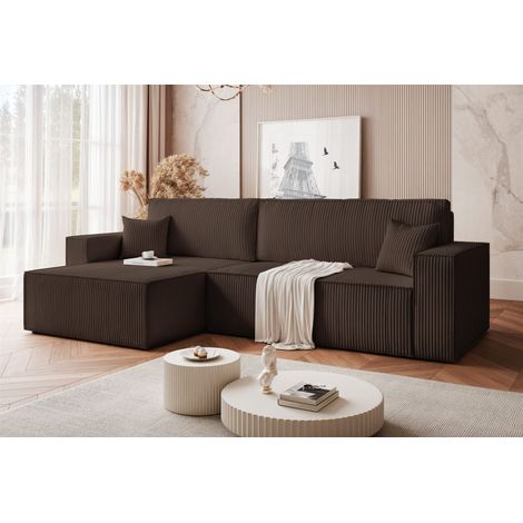 Ecksofa Schlafsofa Sofa ADARA MAX in Stoff Poso Braun Ottomane Links (1/5)