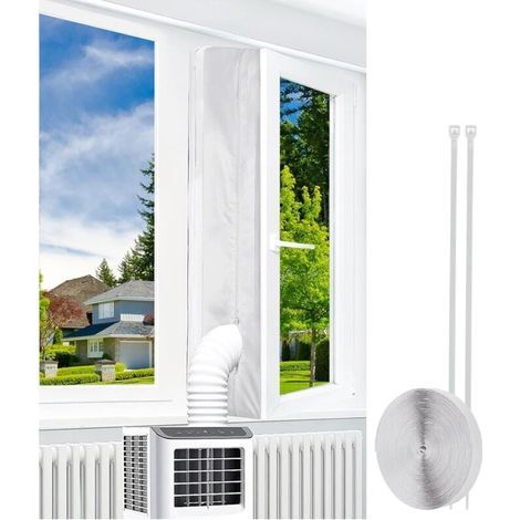 Joint de fenêtre pour climatiseurs, joint de fenêtre de climatiseur mobile, kit calfeutrage climatiseur, 4 m, Convient à toutes les unités de climatisation portables, facile à installer (1/4)