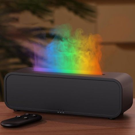 Diffusore di aromi con effetto fiamma e telecomando - Luce LED a 7 colori e timer - Spegnimento automatico (1/5)