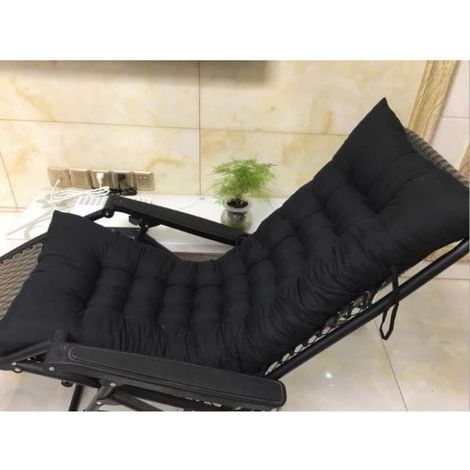 Outdoor Chair Cushion for Garden & Patio - Black - 48x125x8cm - Polyester
