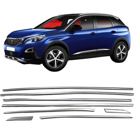 baguettes de vitres latérales chromées en acier inoxydable pour Peugeot 3008 SUV (2016-2023) (1/4)