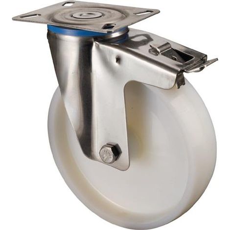 Lenkrolle Rad-Ø 200 mm Tragfähigkeit 300 kg mit Totalfeststeller Kunststoff 129x106mm (1/2)