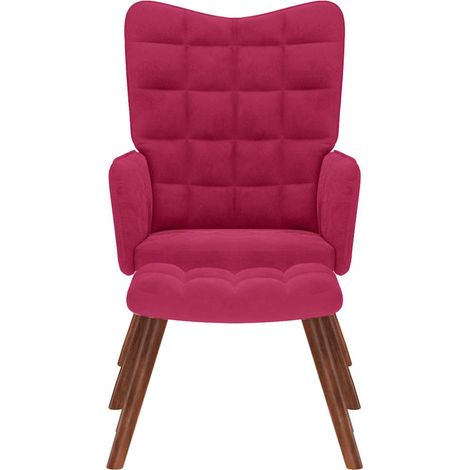 Chaise de salon,Chaise de relaxation avec tabouret Bordeaux Velours CFW95474 (1/5)