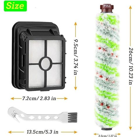 FOREHILL Lot de 3 filtres de Rechange et 3 Rouleaux de Brosse Multifonction pour Animal Domestique Bissell Crosswave 3 en 1 pour aspirateur Bissell CrossWave 1866 1785 2052 1713 (1/5)