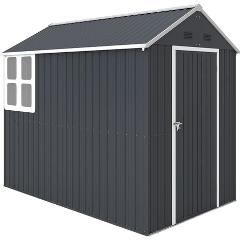 Gartenschuppen, Abri de jardin en métal, Double, fenêtres, 259x172x222 cm, gris/Blanc