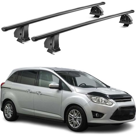 OMAC Stahl Dachträger Querträger Ford C-Max II 2010-2019 – TÜV / DIN 75302:2019 – Abschließbar – Max. 75 kg – 2 Stangen – Schwarz (1/5)