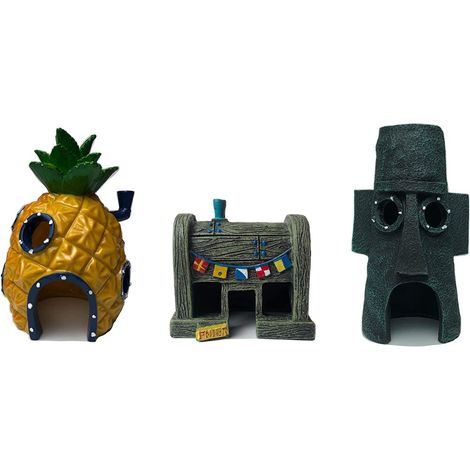 Décoration Aquarium - Ornement Résine 3 Pièces - Pour Aquarium Eau Douce et Eau de Mer - Dimensions Variées - 3 Pièces (1/5)