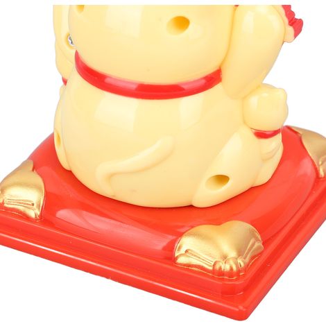 Ortviai Chat porte-bonheur solaire en plastique jaune avec bras oscillant pour décoration intérieure, bureau ou voiture (1/5)