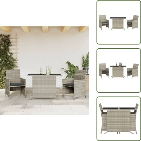 Cuscini da seduta - vidaXL Set da Bistrò 3 pz con Cuscini Grigio Chiaro in Polyrattan - Rattan PE