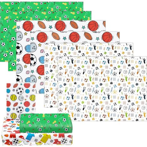 Papier d'emballage Football - 6 Pièces - 3 Motifs (Stade Ballon Chaussures) - 70 x 50 cm - Écologique Recyclable - Pour Cadeaux Anniversaire Fête (1/5)