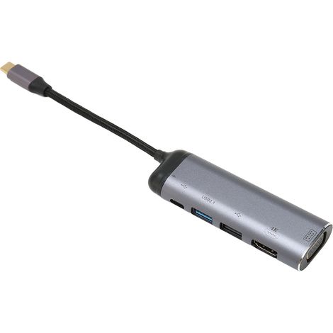 Station d'accueil USB-C 6-en-1 avec ports VGA, HDMI, USB 3.0, Ethernet et charge rapide PD 100W - Hub universel pour PC portable et MacBook (1/5)