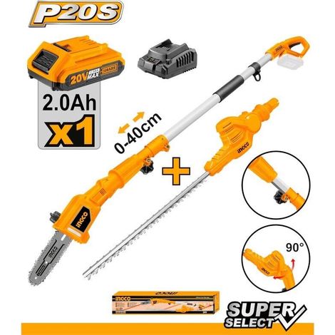 Set Tagliasiepi +Sega Potatore + Asta Telescopica - A BATTERIA 20V - CPTS201681 INGCO