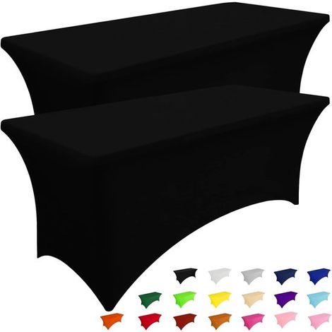 Confezione da 2 tovaglie in spandex, lunghe 183 cm, elastiche, estensibili, per tavoli rettangolari, lavabili, ideali per esterni, matrimoni, banchetti, ecc. (1/5)