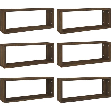 vidaXL Mensole Cubo Muro 6pz Rovere Marrone 60x15x23 cm in Multistrato