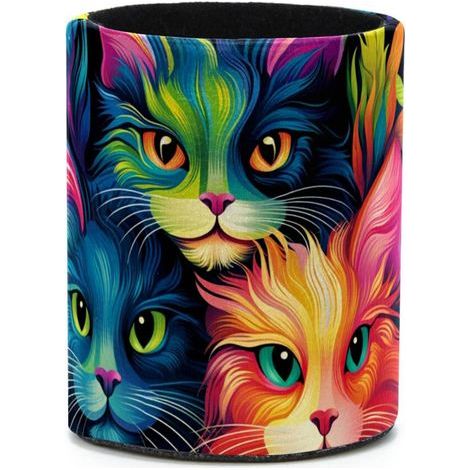 Ce porte-stylo cylindrique et organiseur de bureau peut servir à ranger cosmétiques et matériel de dessin. Son motif chat coloré vous aide à optimiser votre espace. (1/5)