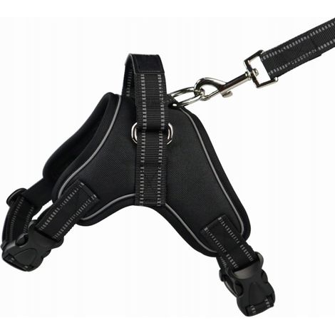 Harnais noir réfléchissant pour petit chien, taille M (1/4)