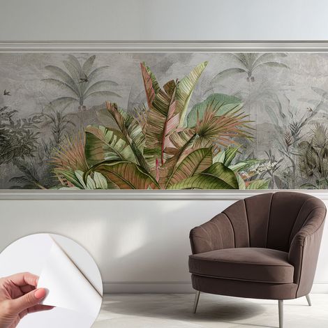 Papier peint autocollant adhésif avec motifs pour salon et chambre accessoire stylé pour votre intérieur Jungle exotique 250x104 cm (1/5)
