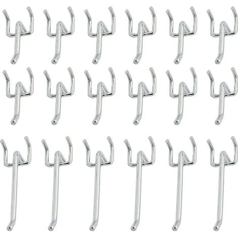 Lot de 60 crochets muraux à trous, accessoires de fixation murale, crochets faciles à installer pour outils avec trous européens (longueur 5 cm + longueur 10 cm) (1/5)