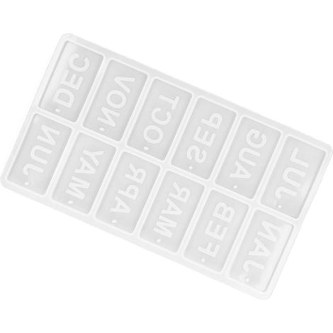 Moule en silicone souple et flexible, style chiffres des mois anglais, réutilisable, durable, démoulage facile, moule à faire soi-même, moule pour liste des mois anglais 60-738 (1/5)
