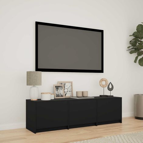 Meuble TV  Banc TV  Armoire TV avec LED Noir 140 x 34 x 40 cm Bois d’ingénierie
