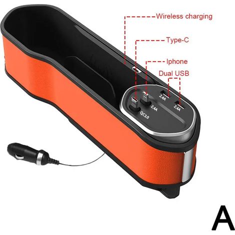 (A) Boîte de rangement pour l'espace entre les sièges de voiture avec chargeur ultra-rapide, organisateur de remplissage d'espace entre les sièges avec accessoires de voiture et chargeur sans fil D8T5 (1/5)