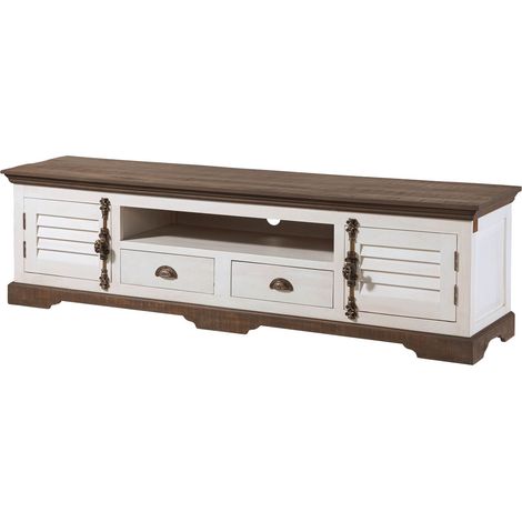 Meuble TV Manguier 200x45x55 laqué blanc TOULOUSE 110