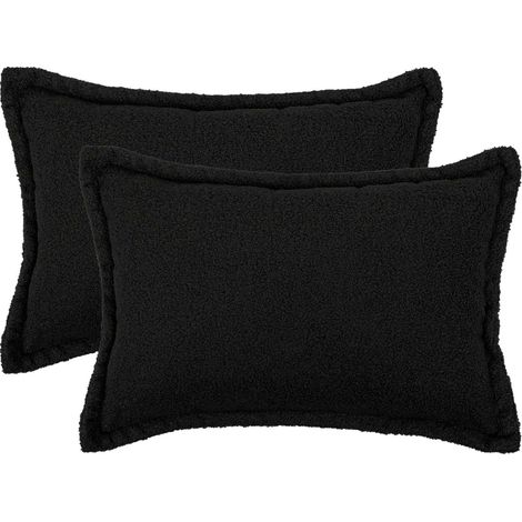 Funda de almohada 2 pcs HOUTEN Negro 50 x 75 cm Bouclé vidaXL (1/5)