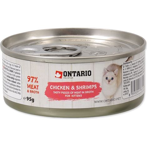 Ontario CAT Trozos de pollo y camarones adultos 95 g