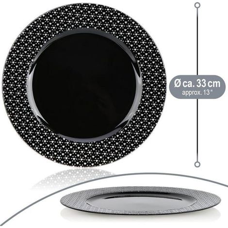 Sous-Assiette - Cœur Scintillant - Noir Brillant - Pour Décoration de Table - 4 Pièces (1/5)