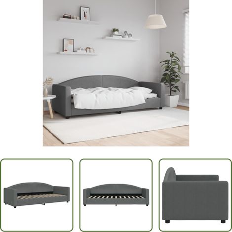 vidaXL Canapé - Lit de repos sans matelas gris foncé 80x200 cm tissu (1/5)