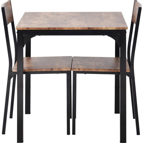 Conjunto de mesa de comedor con 2 sillas, 70 x 70 x 75 cm, marrón vintage (1/5)