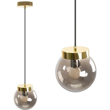 Pendant Lamp TOOLIGHT APP1151 Ball Metal - Glass Gold E27 1-light point