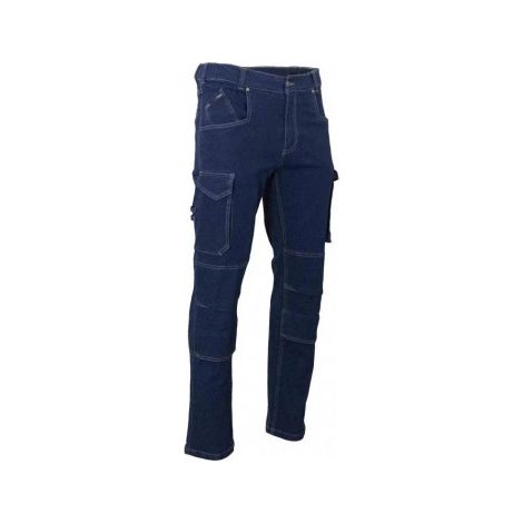 LMA – Jean de travail bleu denim 2XL – Pantalon avec poches genouillères – Denim 99% coton – 407 g/m² pour chantiers humides