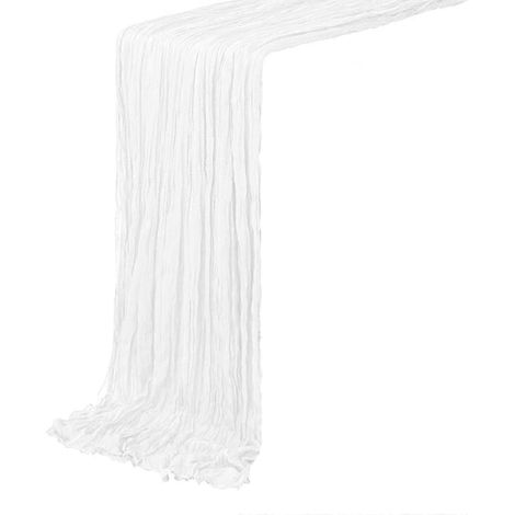 Chemin de table plissé nordique, nappe décorative en gaze texturée pour la décoration de mariage et de réception (1/5)