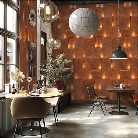 Photo wallpaper wall Profhome 790159 hot embossed non-woven wallpaper slightly textured 3D matt brown golden yellow orange 1,59 m x 2,8 m (1/5)
