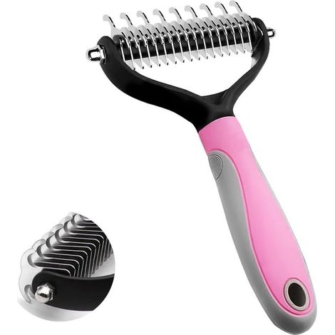 Brosse pour Chien Brosse Chien et Chat à Poil Long, Brosses de Toilettage Anti Sous Poils pour Animaux, Enlève le Sous-Poil pour Chiens et Chats, Élimine les Nœuds Poils Emmêlés, Rose (1/5)