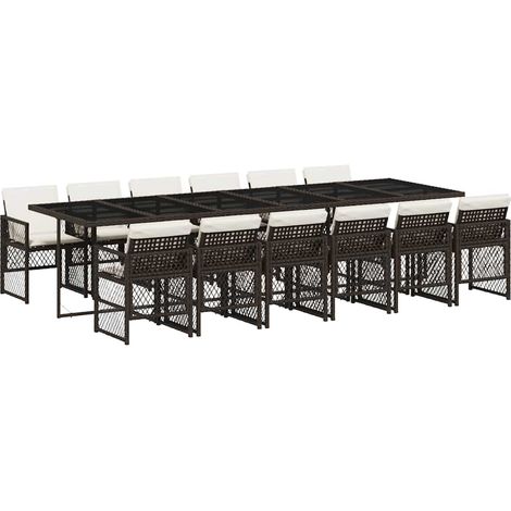 Maison Exclusive - Set da Pranzo da Giardino 13pz con Cuscini Marrone Polyrattan