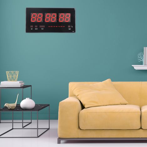 Horloge murale numérique LED avec calendrier électrique et fonction noctiluque, pour la maison, la chambre ou le bureau, prise UE 110-220 V (1/5)