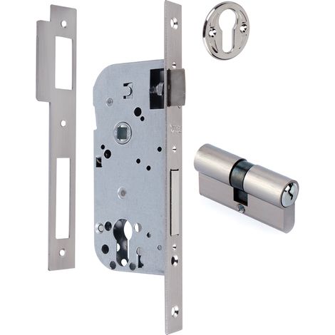 Cerradura embutir 60mm europerfil 85mm ejes níquel satinado (1/3)
