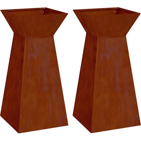Set di 2 fioriere a colonna da esterno dal design contemporaneo 35 x 35 x 73 cm materiale argento 020052409