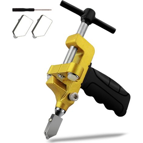 Kit d'outils 2 en 1 pour Couper les Carreaux de Verre, Outil à Main de Coupe-carreaux D'hune Seule Pièce avec 2 Lames de Coupe (1/5)
