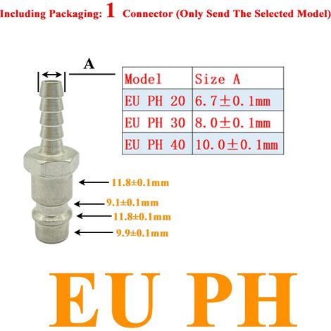 (EU PH-20) Raccords de tuyau d'air UE, coupleur, accessoires pour compresseur, raccord à dégagement rapide, connecteur pneumatique standard européen. (1/5)