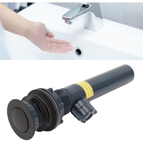 Trop-plein Sink Drain Évier avec Barre de Levage Anti-Rouille Stainless Steel ABS Kit de Stopper Pop-Up Drainage Assemblage Noir (1/5)