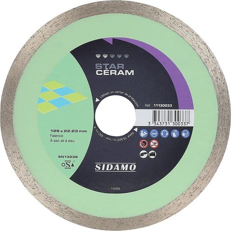 Disque à tronçonner diamant Saint Martin diamètre 125 pour grès céram et carrelage - SIDAMO