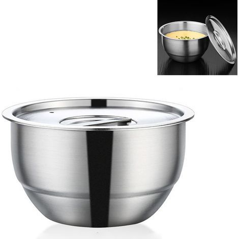 Bol en acier inoxydable pour cuisson d'œufs à la vapeur avec couvercle, anti-brûlure, saladier de mélange, accessoire de cuisine pour gâteau et pain, DIY. (1/5)